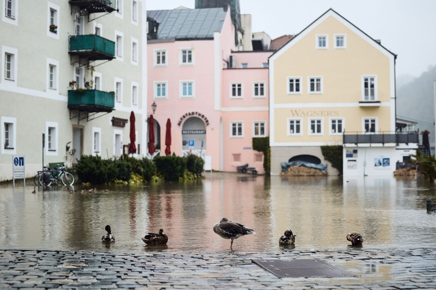 In der Passauer Altstadt ist die Donau über die Ufer getreten.