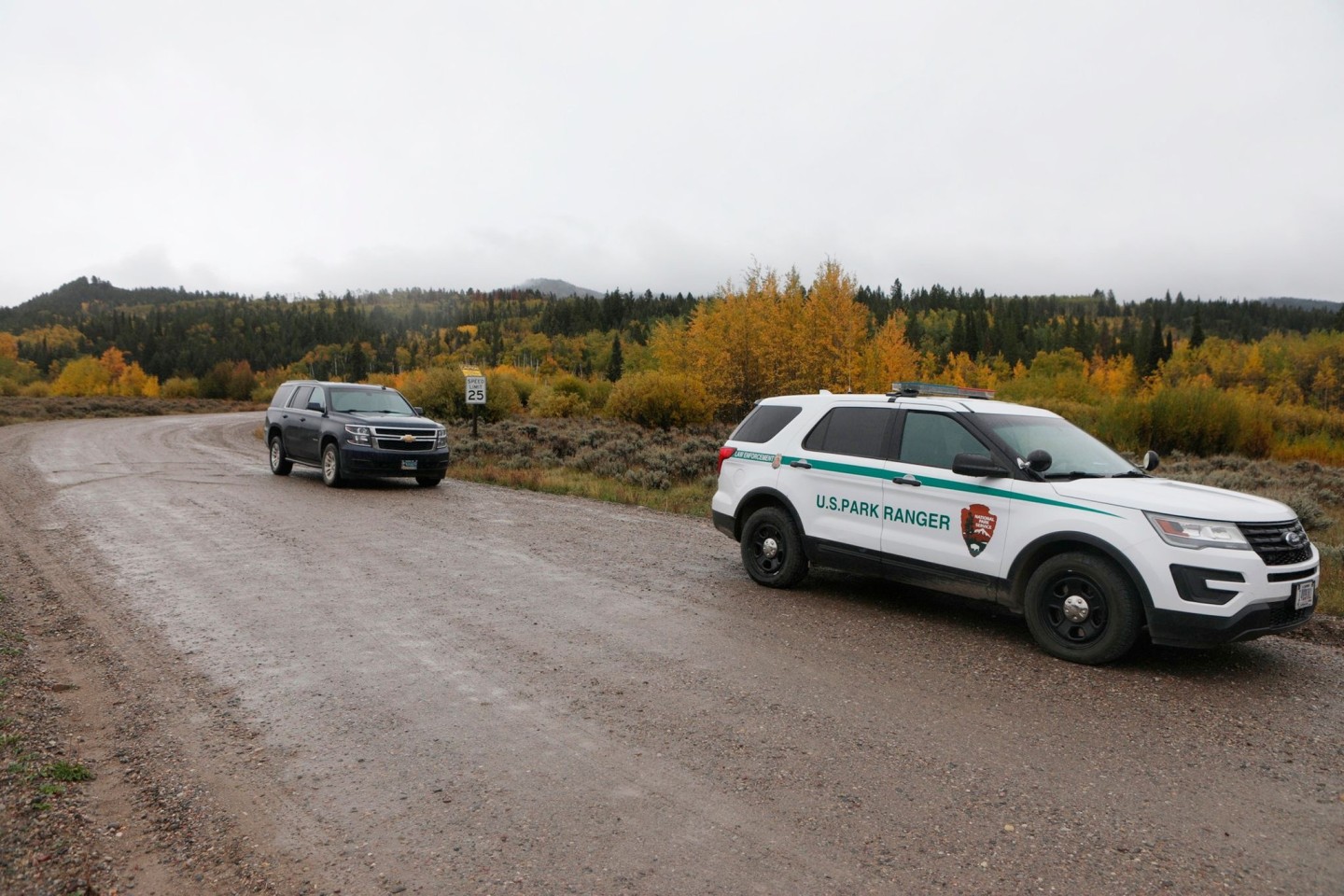 Ein Fahrzeug der U.S. Park Ranger östlich des Grand-Teton-Nationalparks, wo die Leiche von Gabby Petito gefunden wurde.