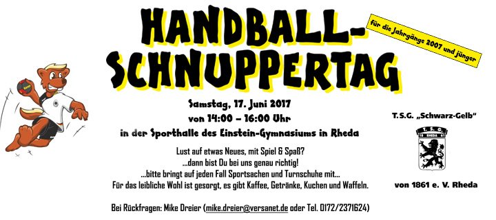 Handball-Schnuppertag für Kids beim T.S.G. 