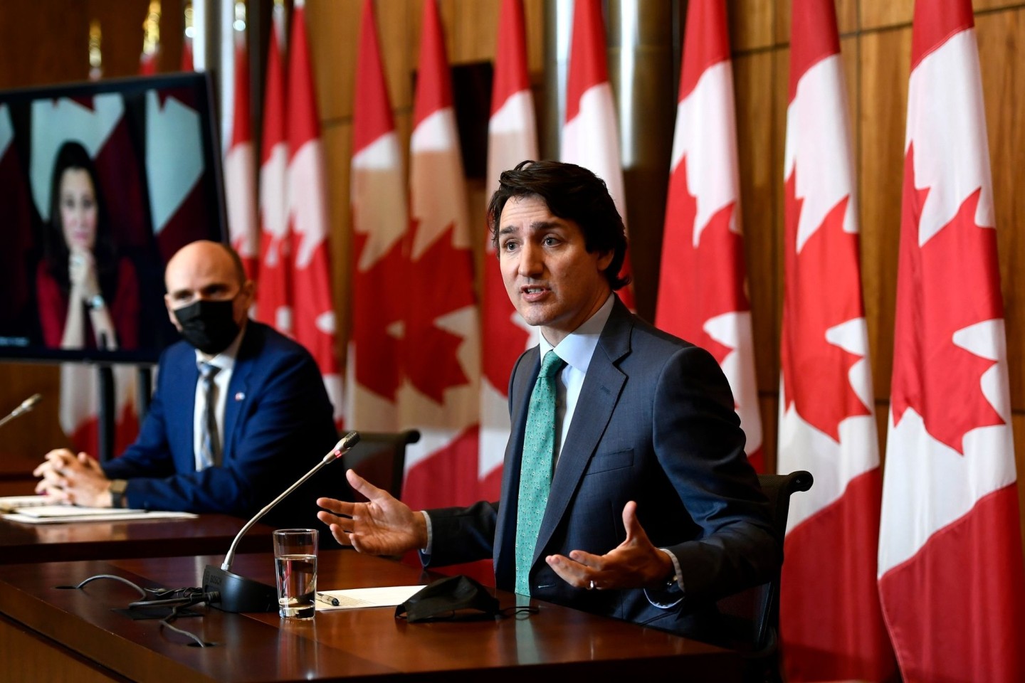 Kanadas Premierminister Justin Trudeau bei einer Pressekonferenz zum Coronavirus.