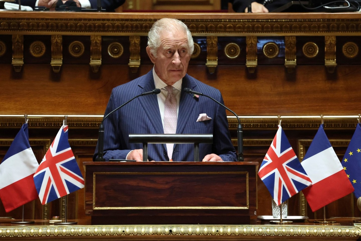 König Charles III. erinnert im französischen Senat an die Freundschaft zwischen Frankreich und Großbritannien.
