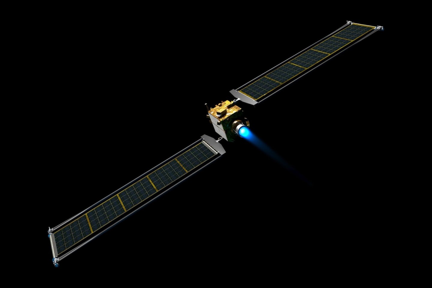Eine undatierte grafische Darstellung zeigt die Nasa-Sonde für die Mission «Dart» (Double Asteroid Redirection Test).