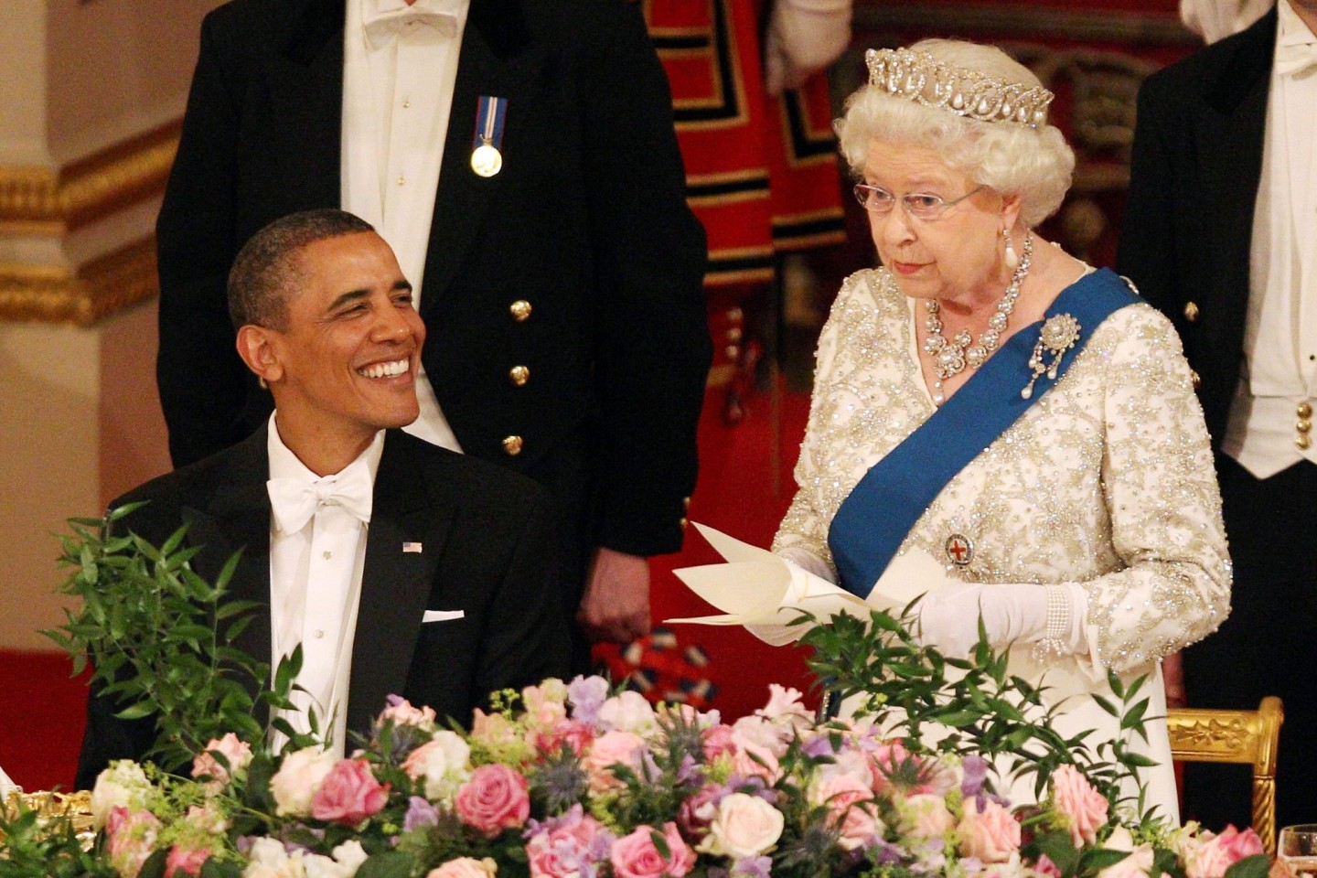 Queen Elizabeth II. und der damalige US-Präsident Barack Obama bei einem Statedinner im Buckingham-Palast im Jahr 2011.