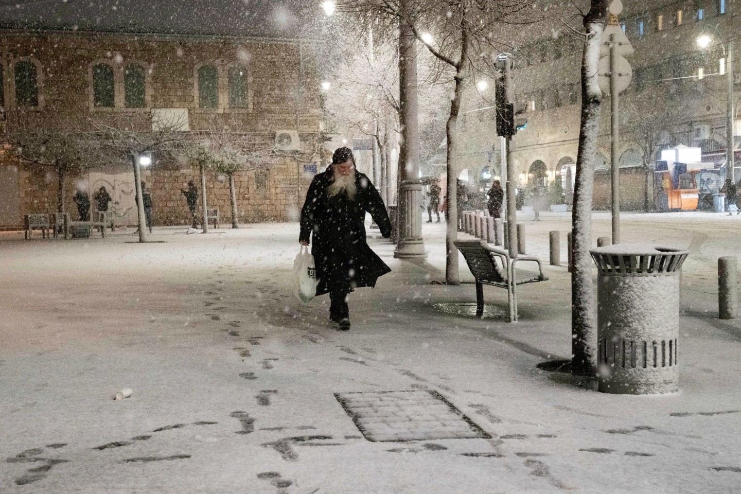 Schneefall in Jerusalem.